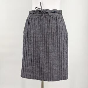 Cotelac Women’s Navy Blue Cotton Flax Tonal Stripe Pencil Skirt Size US 12 Large